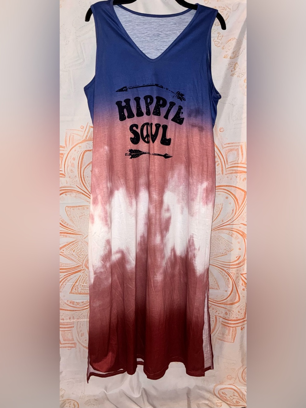 Hippie Soul Ombre Maxi Dress - Blue, Pink, White - With Pockets